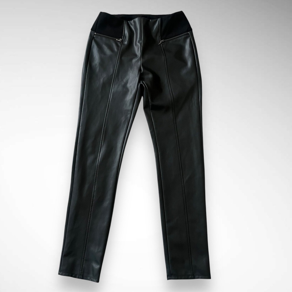 J. MCLAUGHLIN Women's Black Mid Rise Faux Leather Pants‎ Size Small | EUC